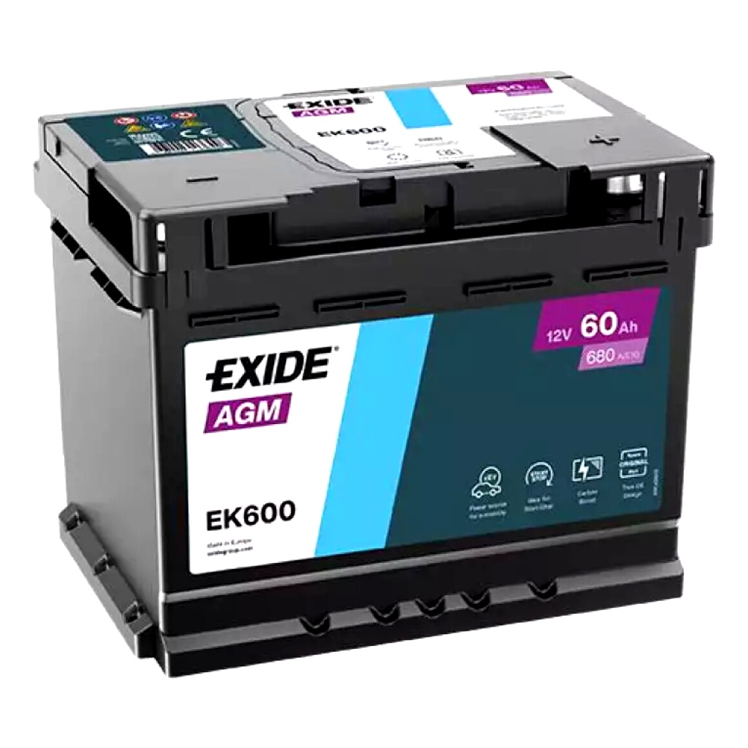 Акумулятор EXIDE AGM 12V 60Ah 680A R+ EK600 - zapix