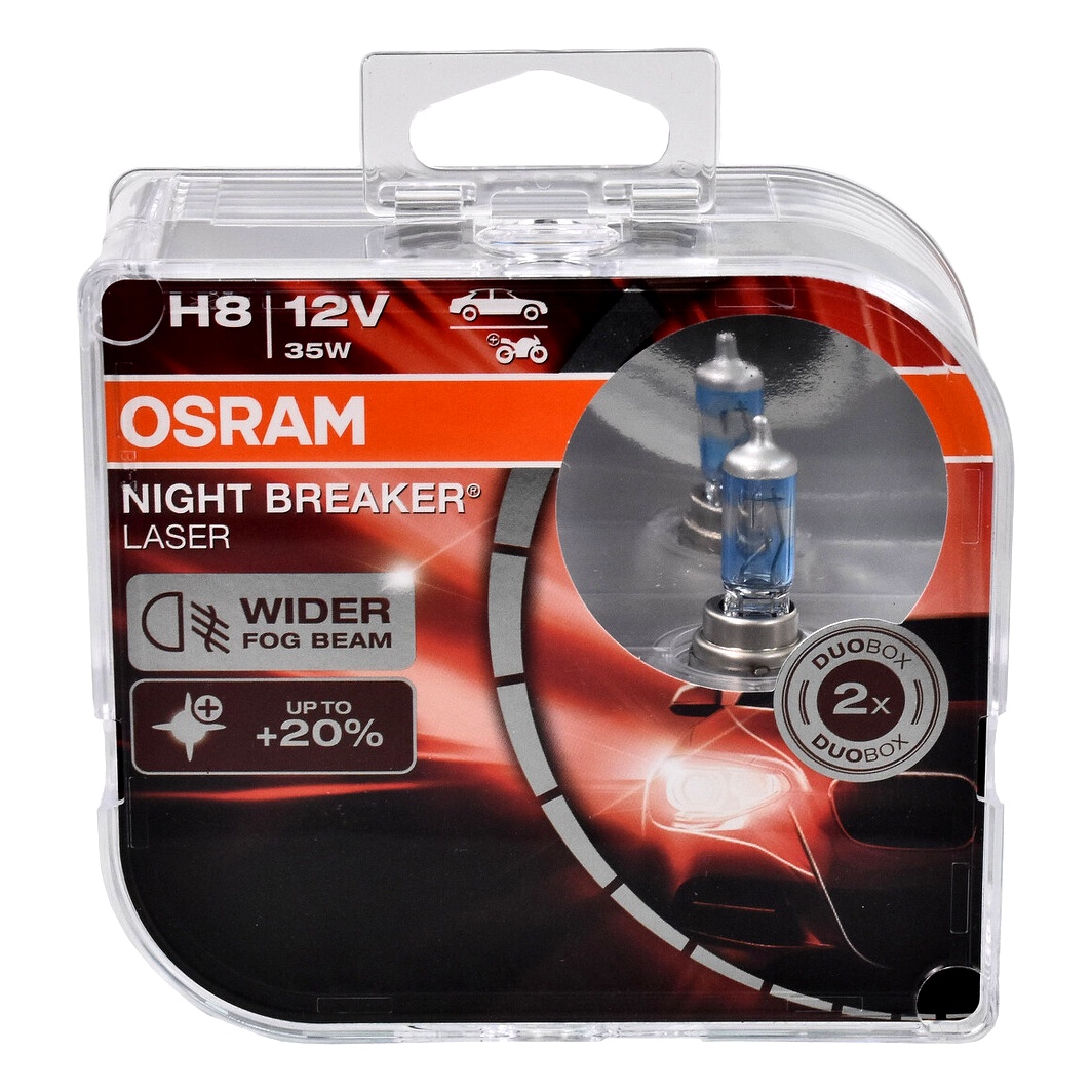 Автолампа галогенова OSRAM Night Breaker Laser H8 PGJ19-1 35W 12V прозоро-блакитна 64212NLHCB - zapix