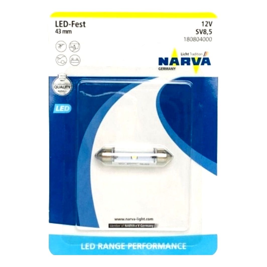 Автолампа LED (світлодіодна) NARVA Range Performance LED SV8.5-8 0.6W 12V біла 1808001B - zapix
