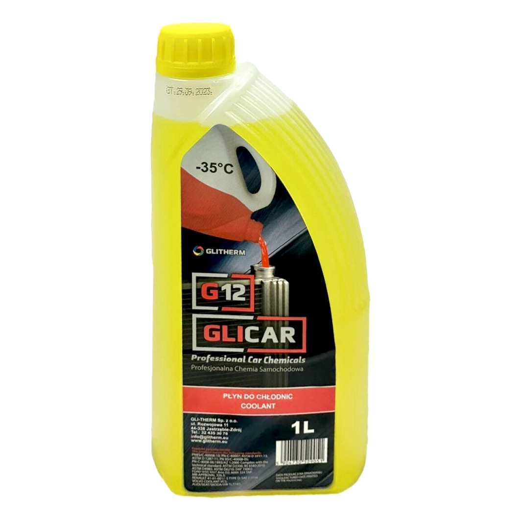 Готовий антифриз GLICAR жовтий G12 -35 °C 1 л (GL12010Y) - zapix