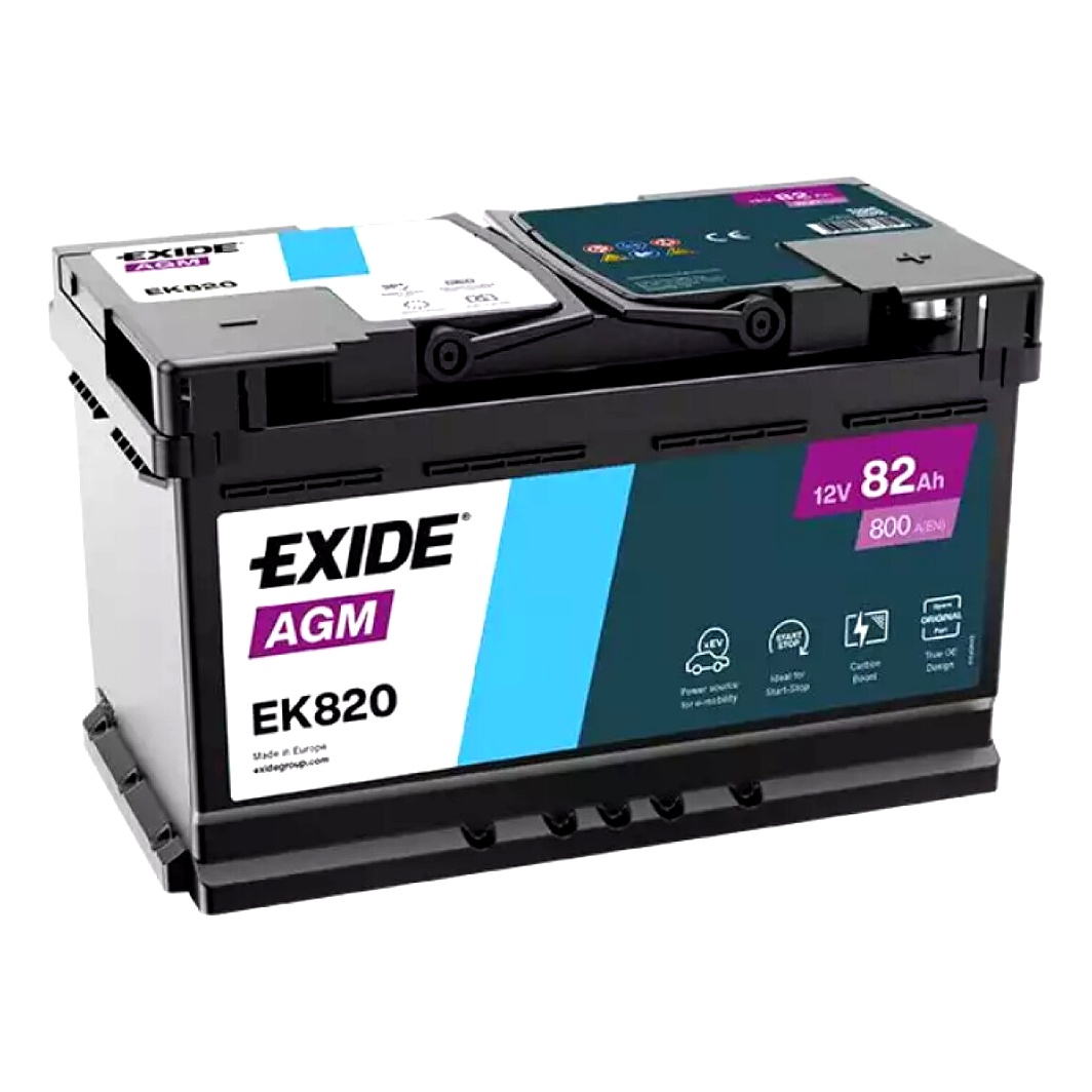 Акумулятор EXIDE AGM 12V 82Ah 800A R+ EK820 - zapix