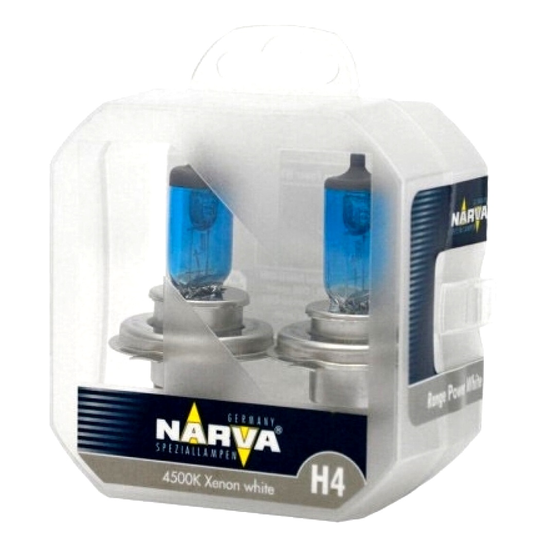 Автолампа галогеновая NARVA Range Power White H4 P43t-38 55W 12V темно-голубая 48680S2 - zapix