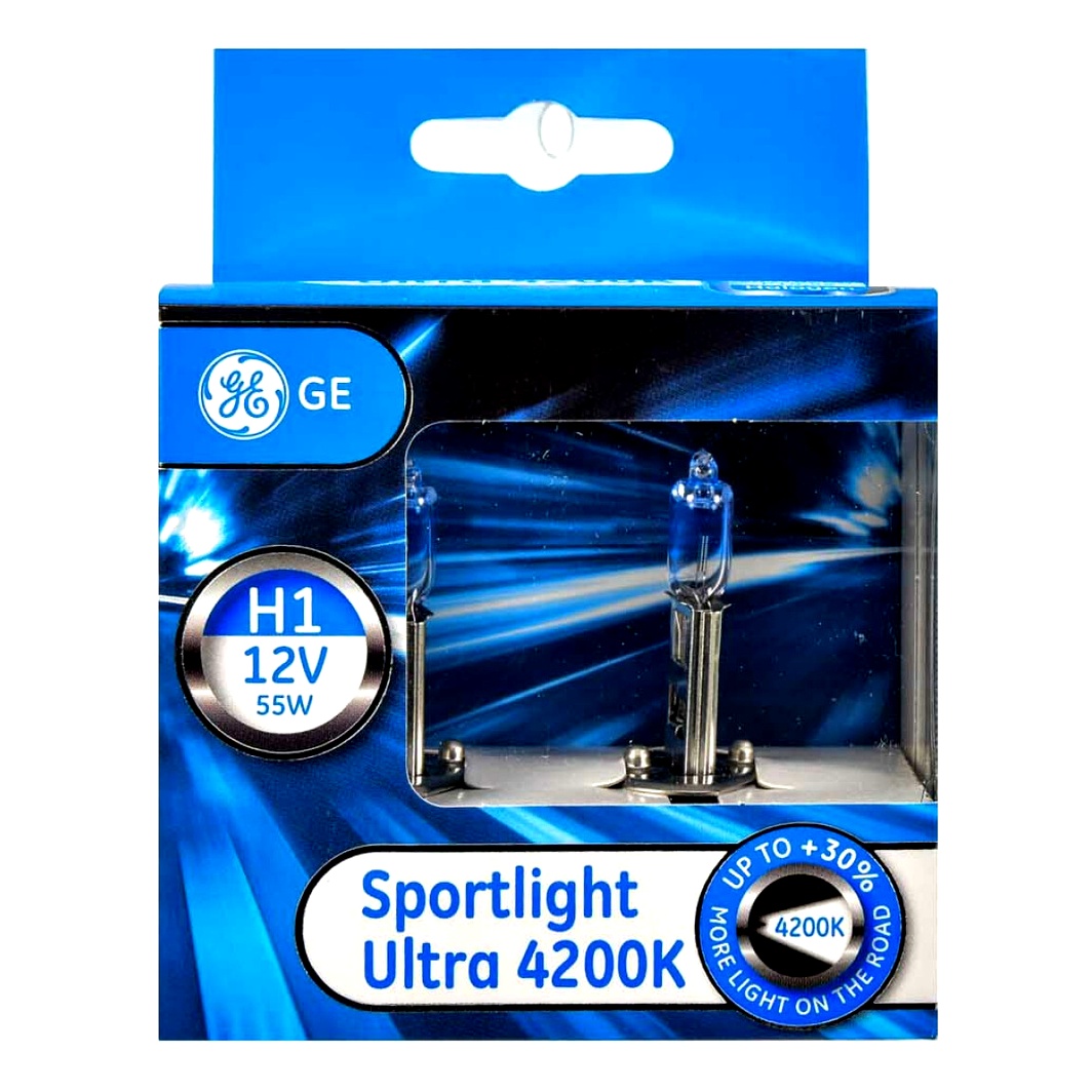 Автолампа галогенова GENERAL ELECTRIC Sportlight Ultra H1 P14.5s 55W 12V світло-блакитна 50310SBU2D - zapix