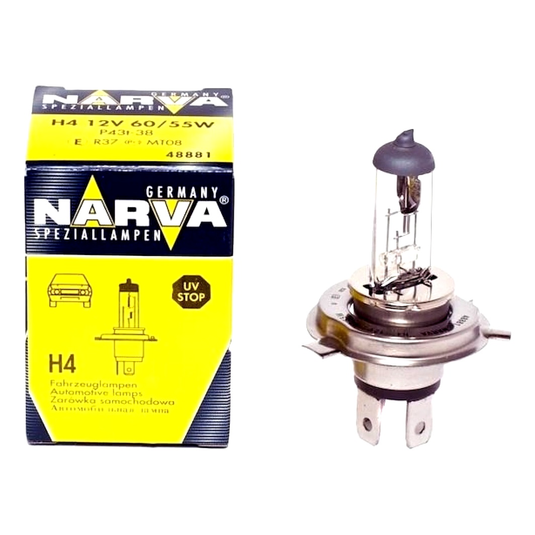 Автолампа галогенова NARVA H4 P43t 55W 12V прозора 48881C1 - zapix
