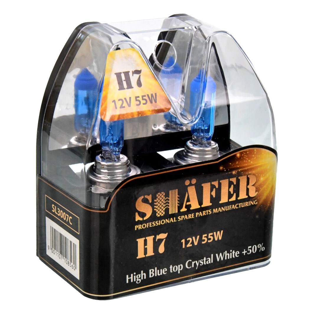 Автолампа галогенова SHAFER High Blue top Crystal White +50% H7 PX26d 55W 12V синя SL3007C - zapix