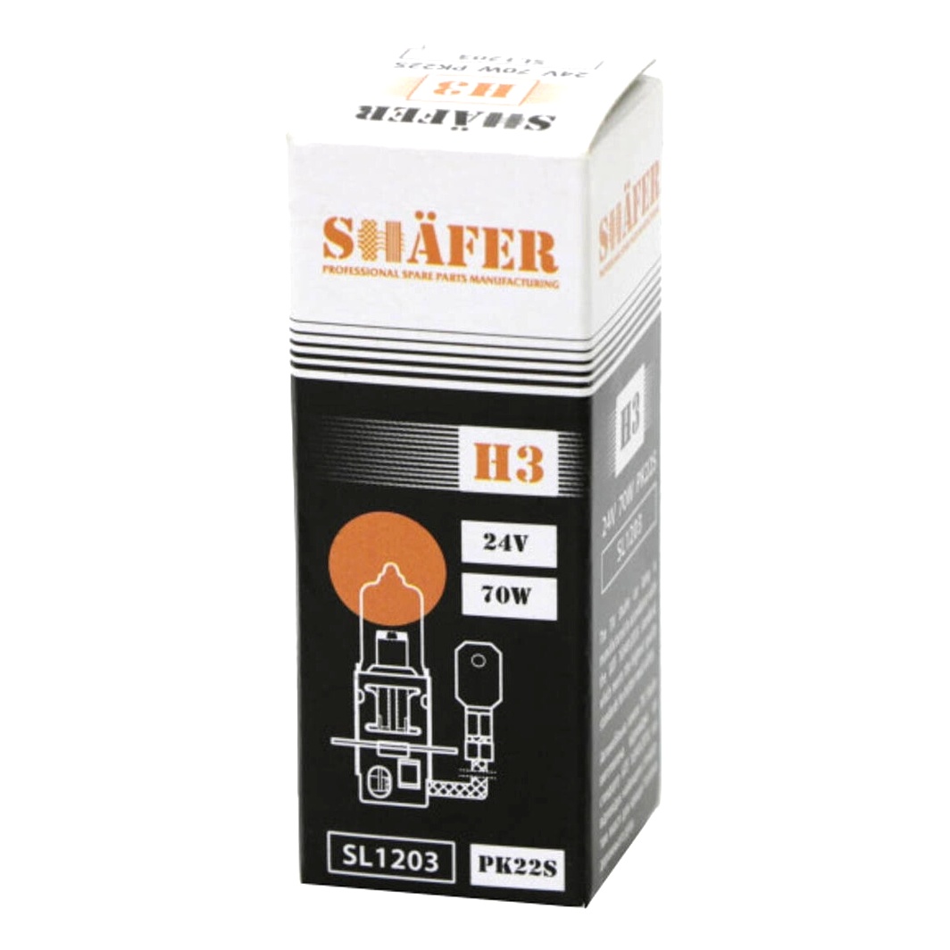 Автолампа галогенова SHAFER H3 PK22s 70W 24V прозора SL1203 - zapix