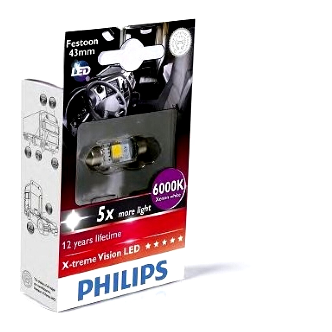 Автолампа LED (світлодіодна) PHILIPS X-tremeVision LED C5W SV8.5 1W 24V прозора 249466000KX1 - zapix