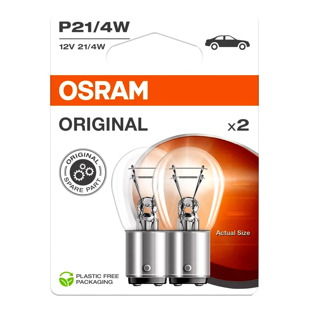 Автолампа накала OSRAM Original Line P21/4W BAZ15d 4W 12V прозрачная 72252BL - zapix