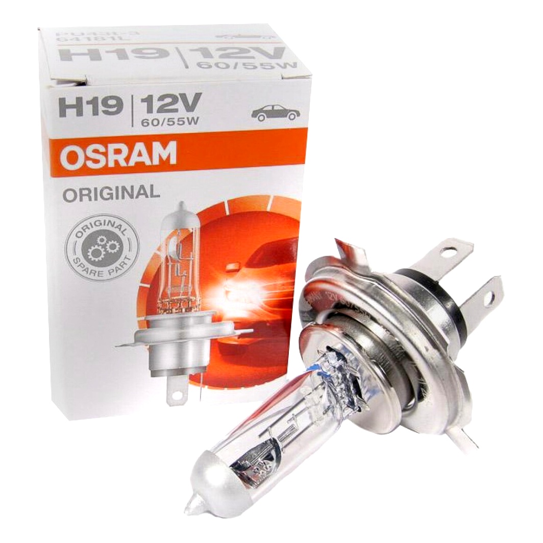 Автолампа галогенова OSRAM Original H19 PU43t-3 55W 12V прозора 64181L - zapix