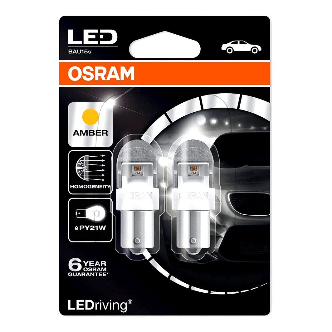 Автолампа LED (світлодіодна) OSRAM PY21W BAU15s 2W 12V 7557YE02B - zapix