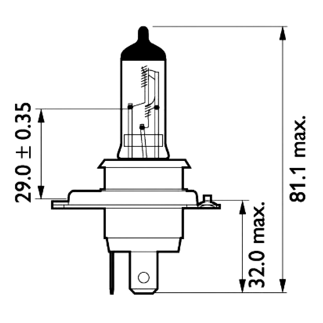 Автолампа галогенова PHILIPS MasterDuty H4 P43t-38 70W 24V прозора 13342MDB1 - zapix