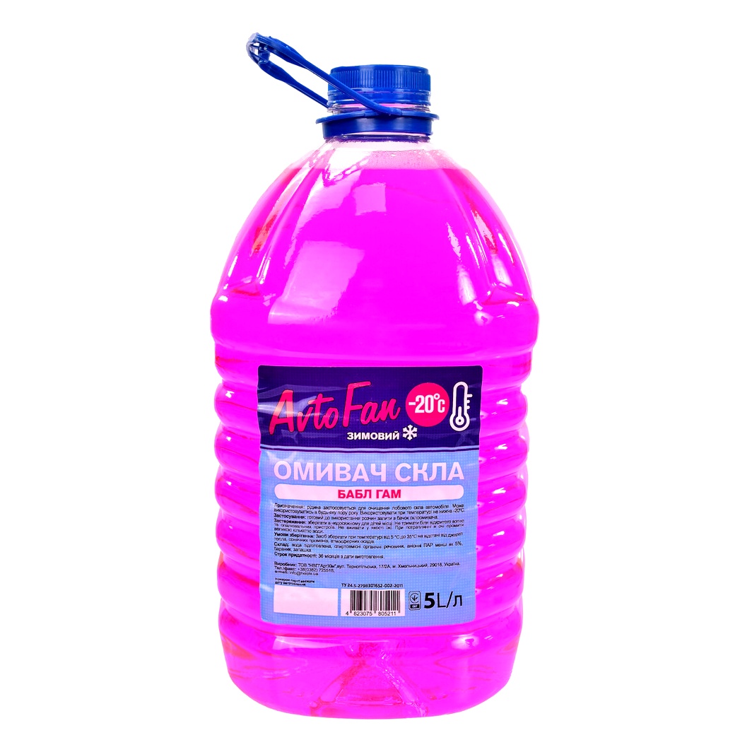 Омивач скла готовий зимовий -20°С HELPIX AutoFan bubble gum 5 л 4823075805211 - zapix