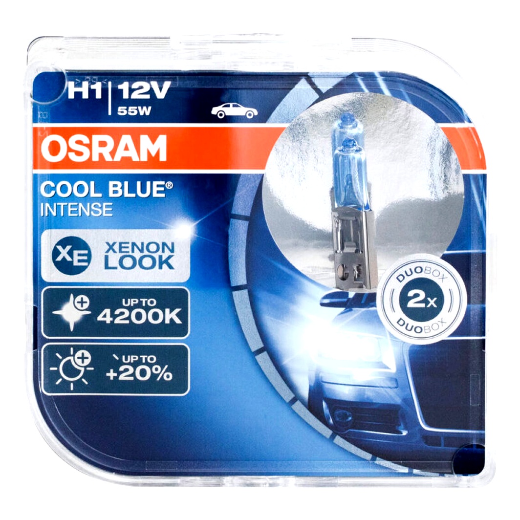 Автолампа галогеновая OSRAM Cool Blue Intense H1 P14.5s 55W 12V светло-голубая 64150CBIHCBDUO - zapix