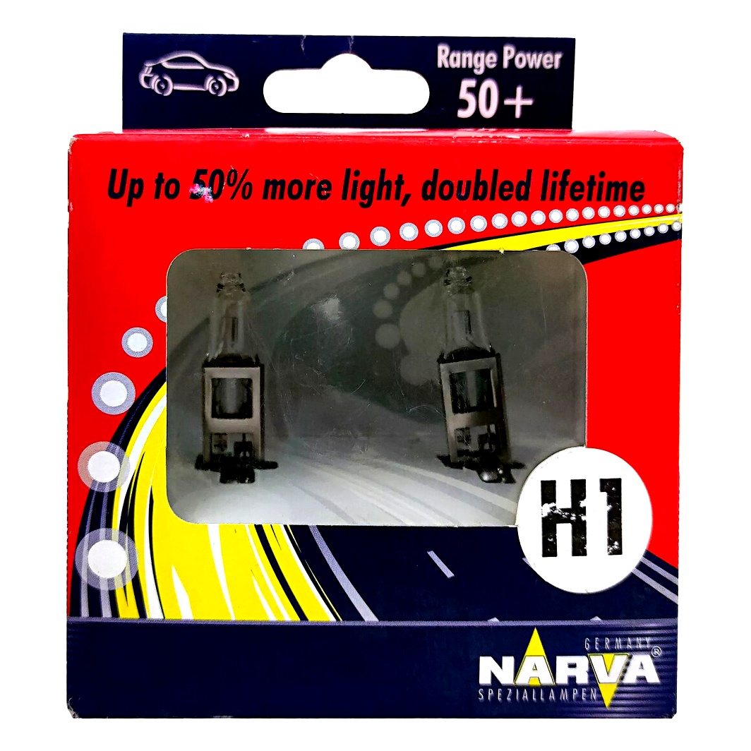 Автолампа галогеновая NARVA Range Power 50+ H1 P14.5s 55W 12V прозрачная 100207 - zapix