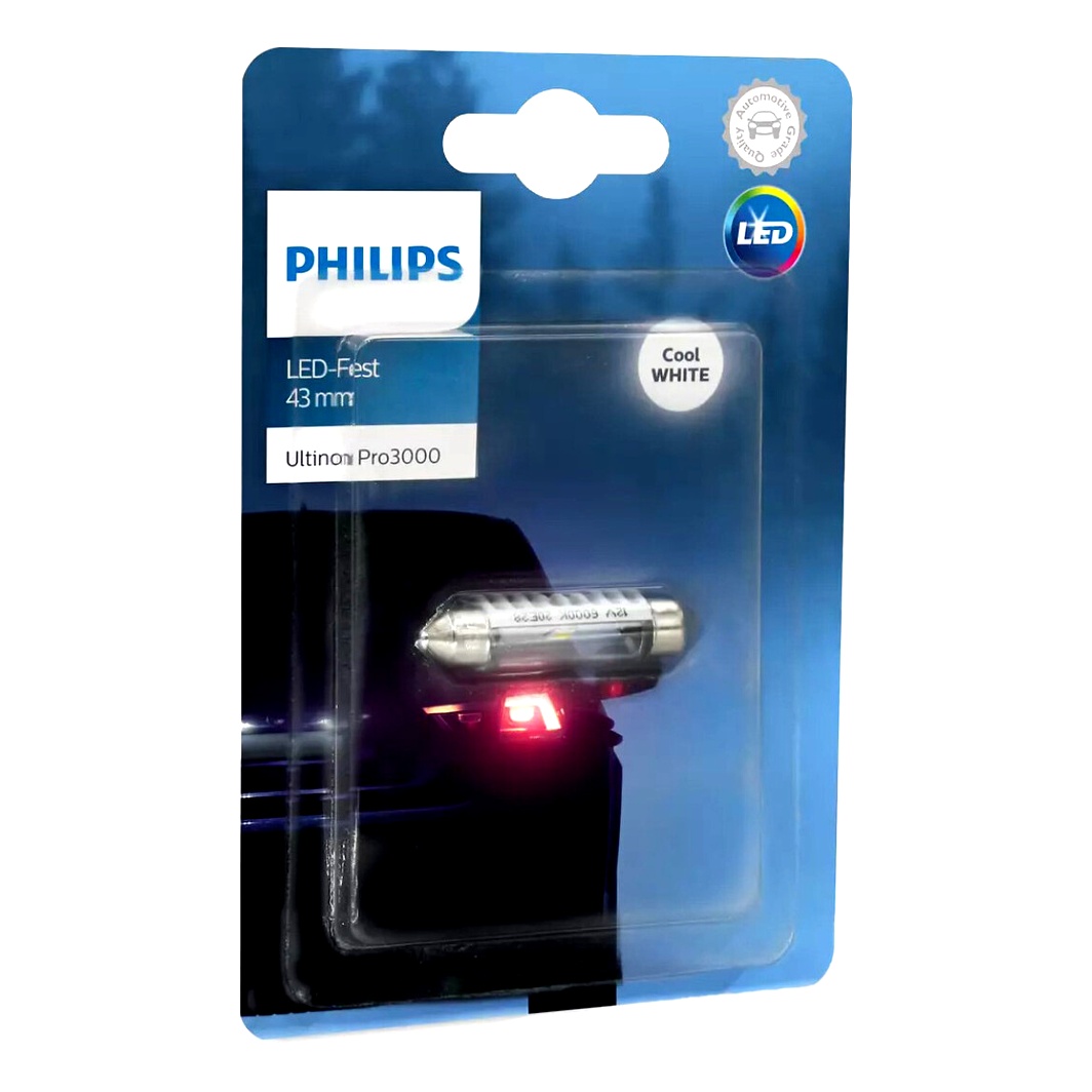 Автолампа LED (светодиодная) PHILIPS Ultinon Pro3000 C5W SV8.5 12V белая 11864U30CWB1 - zapix