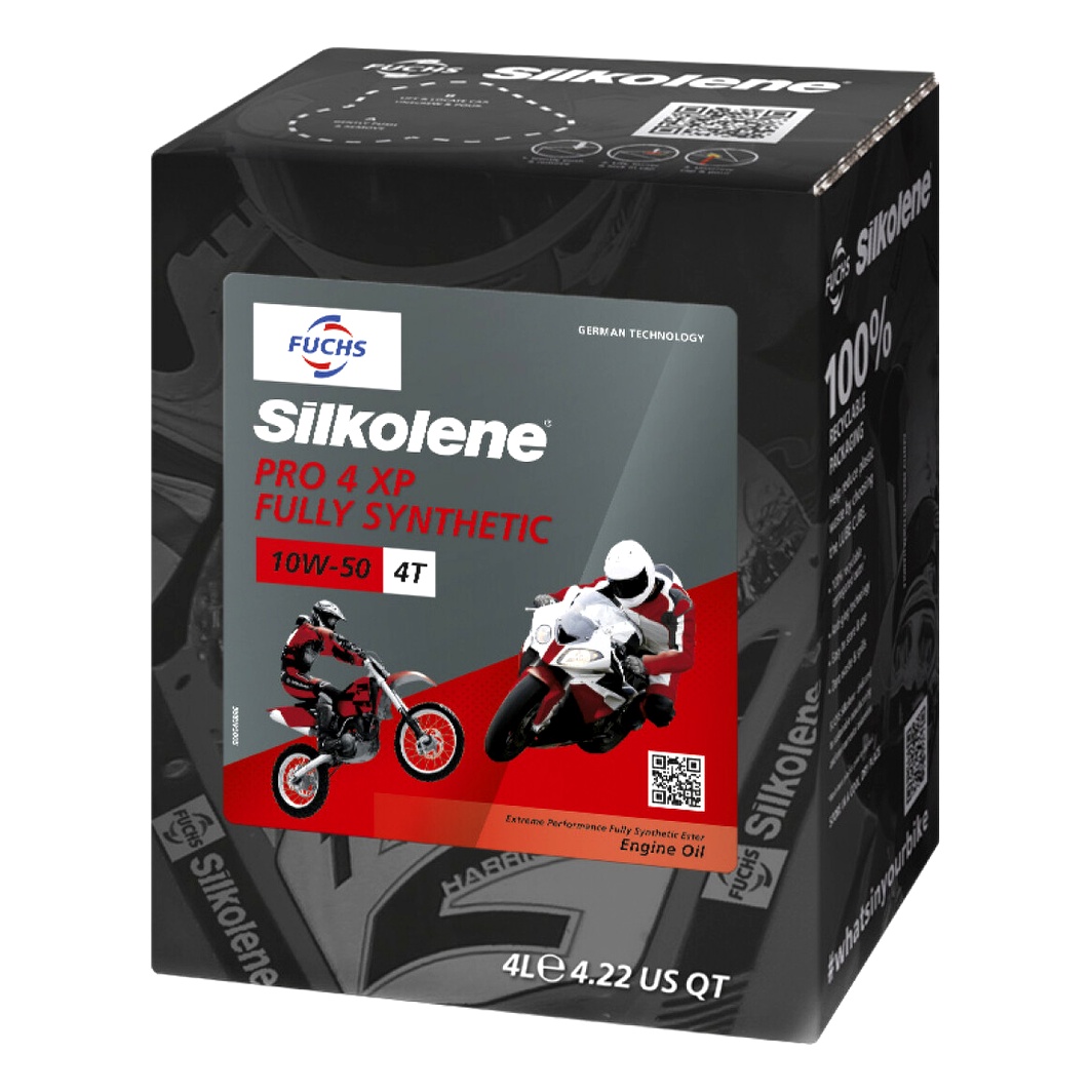 Моторное масло FUCHS Silkolene Pro 4 XP Lube Cube 4T 10W-50 синтетическое 4 л 602013682 - zapix