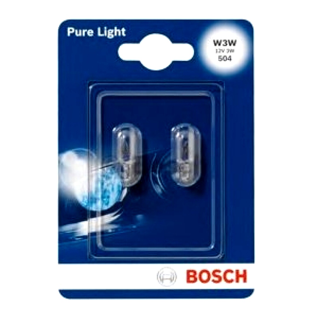 Автолампа накала BOSCH Pure Light W3W W2.1x9.5d 3W 12V прозрачная 1987301028 - zapix