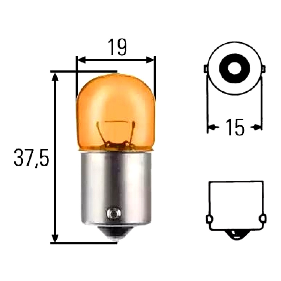 Автолампа розжарювання HELLA RY10W BAU15s 10W 12V жовта 8GA002071051 - zapix