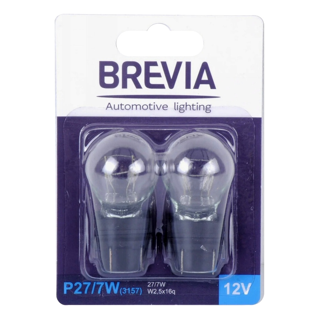 Автолампа накала BREVIA P27/7W W2.5x16q 7W 12V прозрачная 12339B2 - zapix