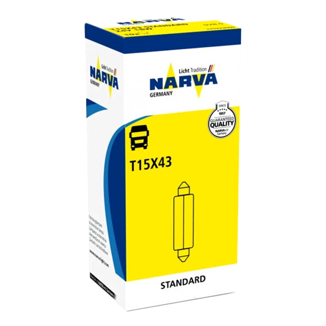 Автолампа розжарювання NARVA Standard T15X43 SV8.5 27W 24V прозора 17522 - zapix