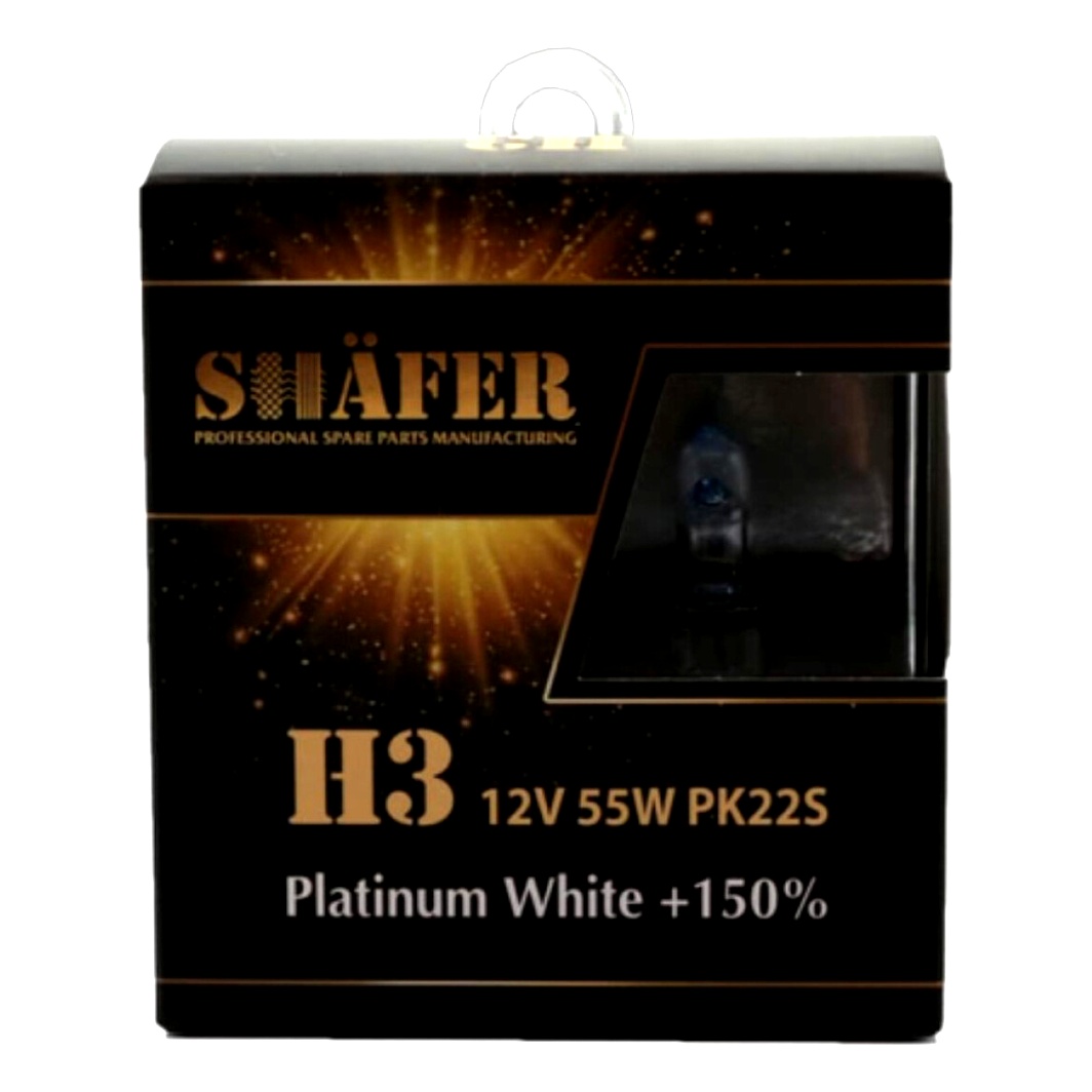 Автолампа галогенова SHAFER Platinum White +150% H3 PK22s 55W 12V прозора SL3003P - zapix