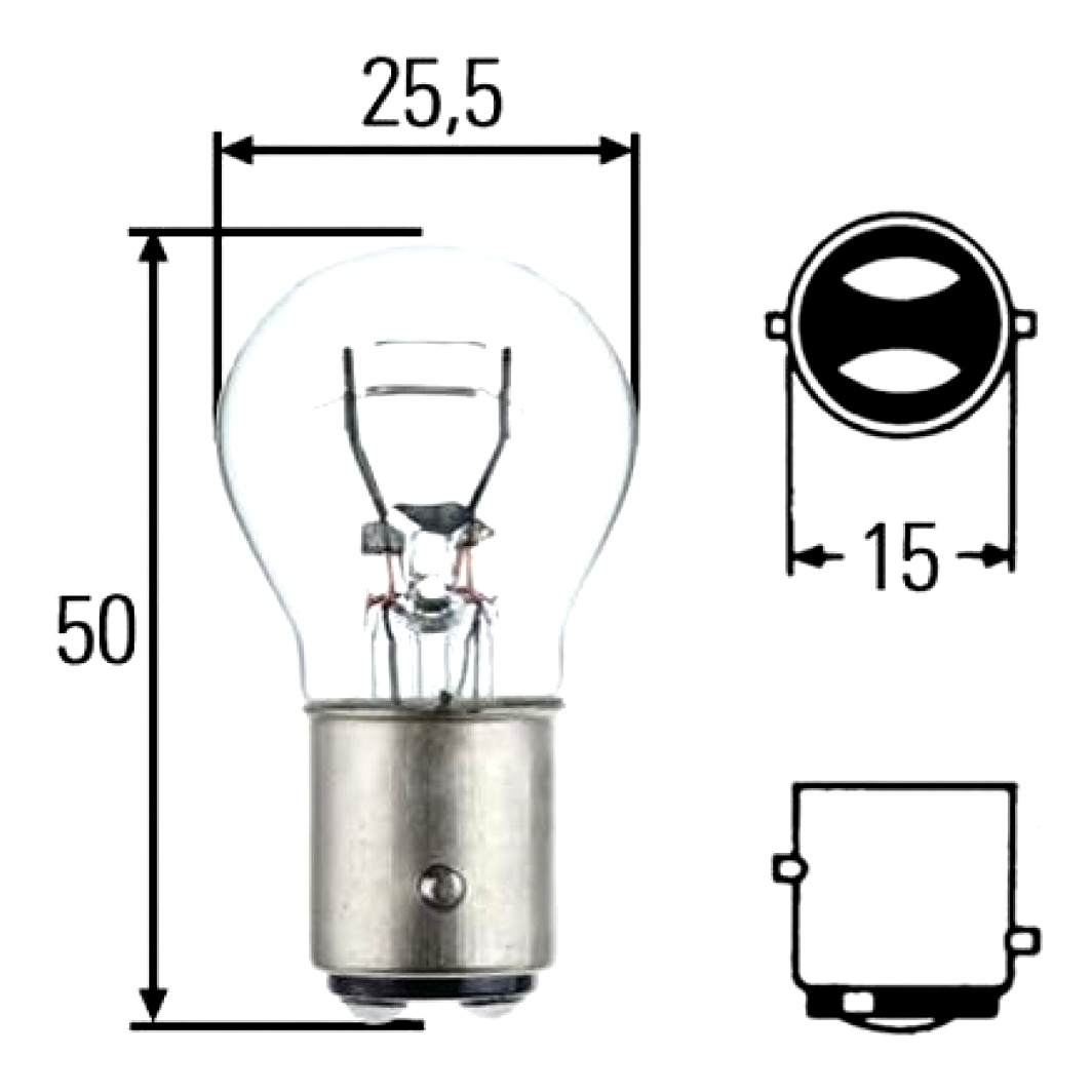 Автолампа розжарювання HELLA Lifetime Long Life P21/5W BAY15d 5W 12V прозора 8GD002078221 - zapix