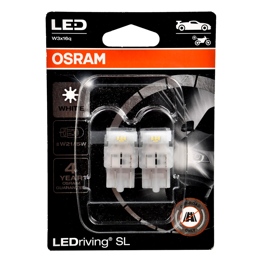 Автолампа LED (светодиодная) OSRAM LEDriving W21/5W W3x16q 1W 12V белая 7515DWP02B - zapix