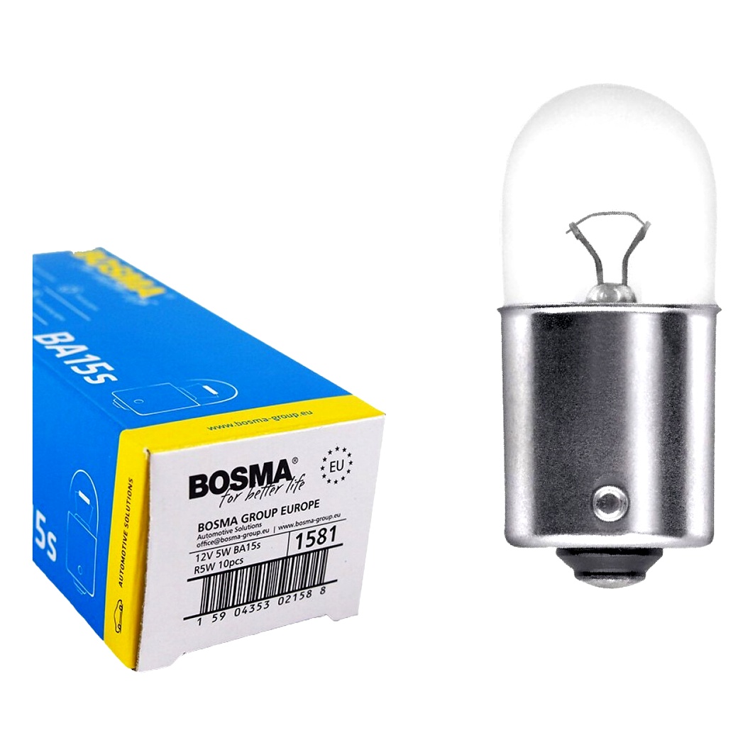 Автолампа накала BOSMA R5W BA15s 5W 12V 1581 - zapix