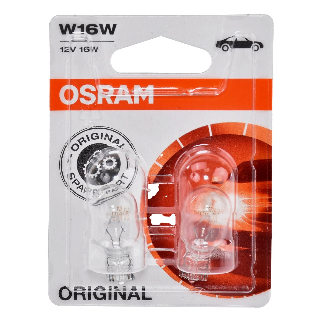 Автолампа розжарювання OSRAM Original W16W W2.1x9.5d 16W 12V прозора 92102B - zapix