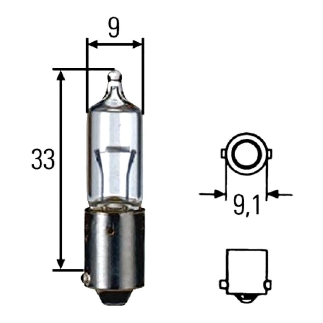 Автолампа розжарювання HELLA Standard H10W BA9s 10W 12V прозора 8GH002473191 - zapix
