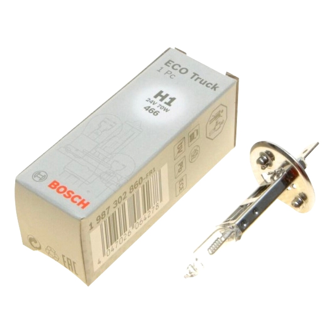 Автолампа галогенова BOSCH ECO Truck H1 P14.5s 70W 24V прозора 1987302860 - zapix