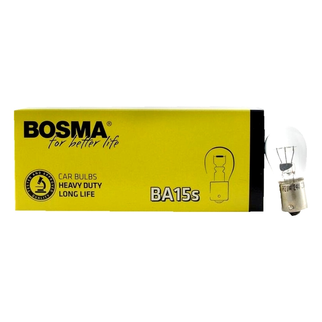 Автолампа розжарювання BOSMA P21W BA15s 21W 24V прозора 0478 - zapix
