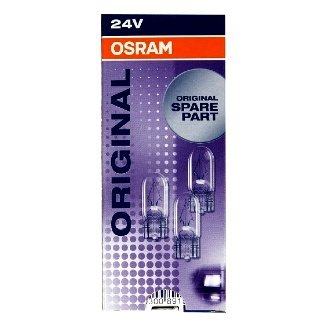 Автолампа накала OSRAM Original W5W W2.1x9.5d 5W 24V прозрачная 2845K10SZT - zapix