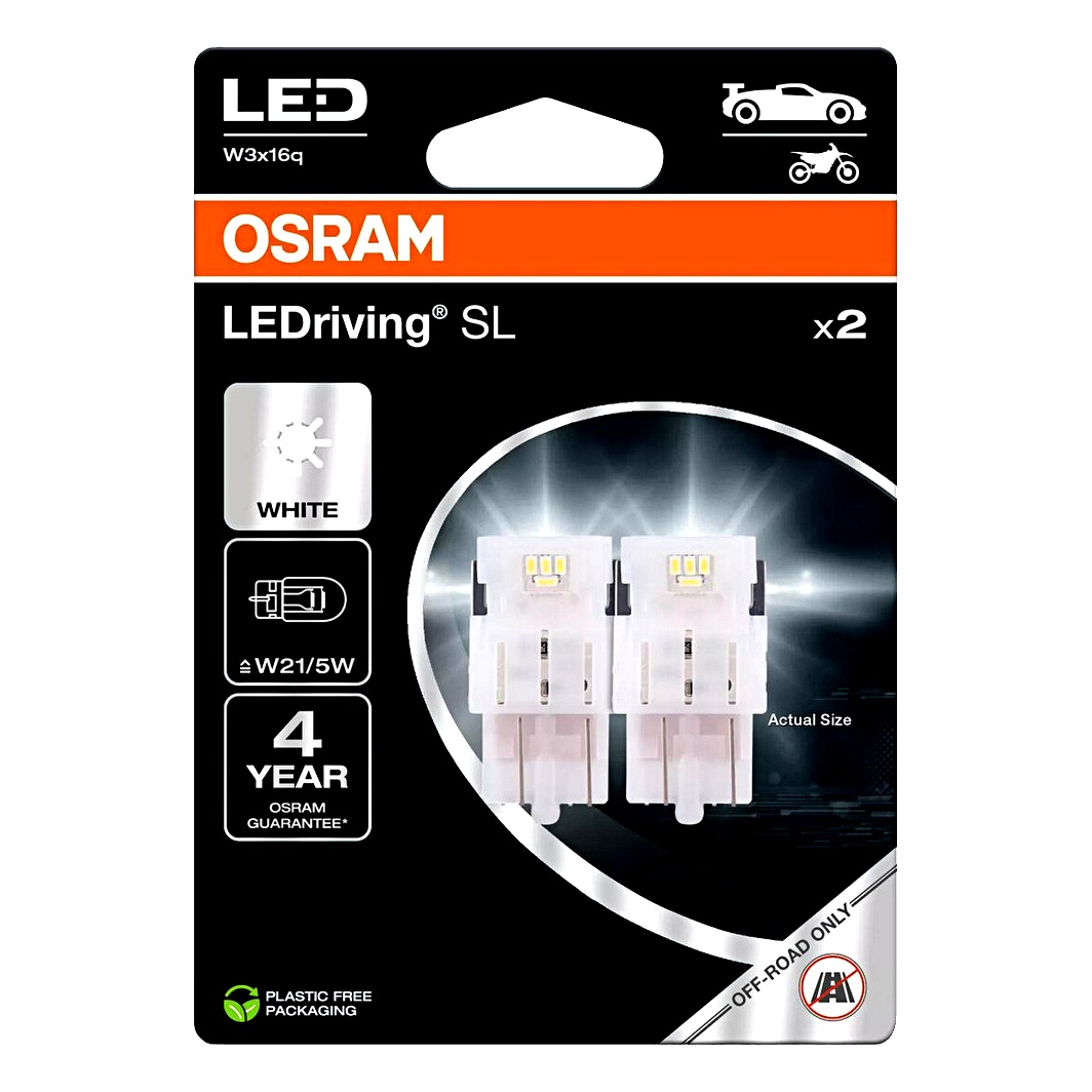 Автолампа LED (світлодіодна) OSRAM LEDriving W21/5W W3x16q 1W 12V біла 7515DWP2BL - zapix