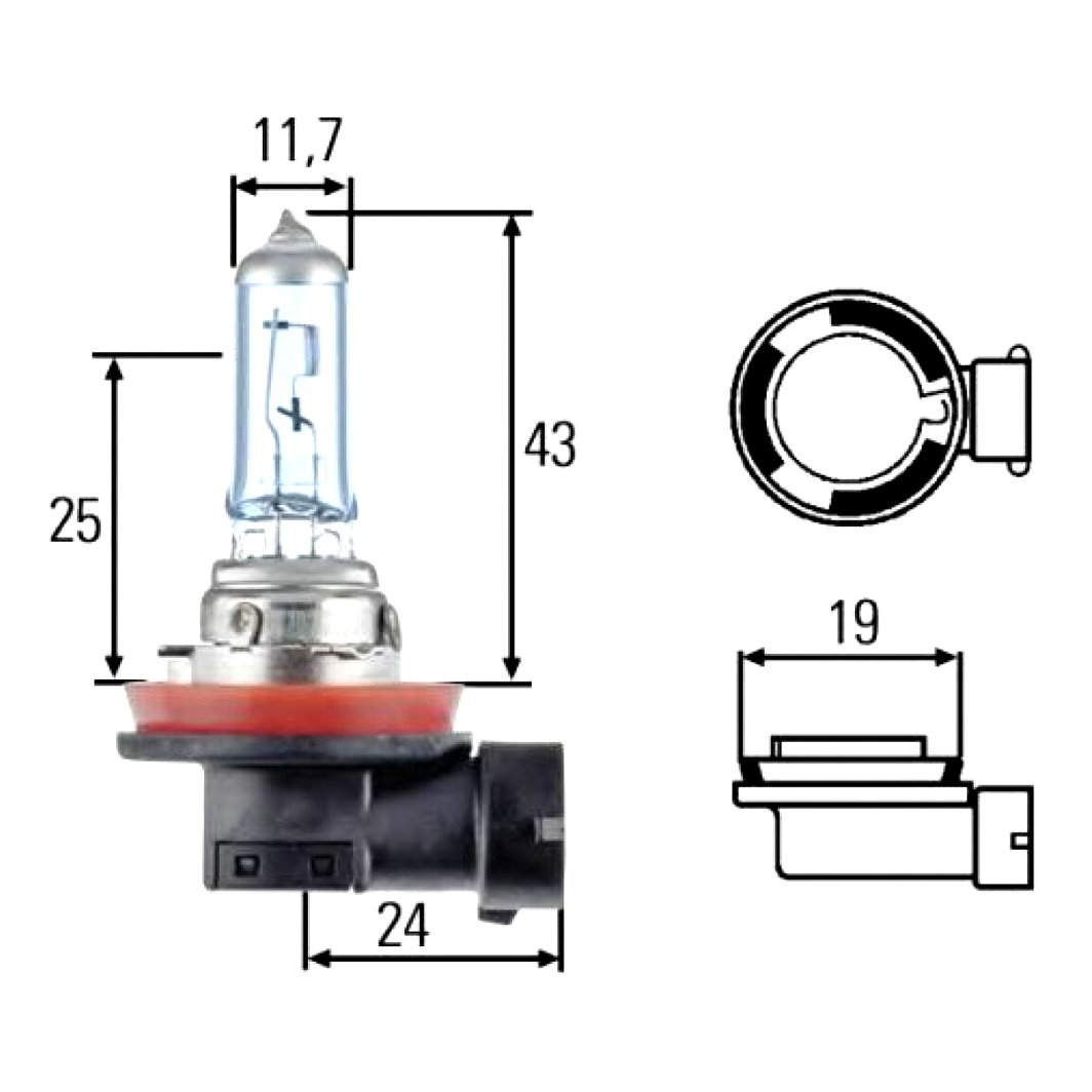 Автолампа розжарювання HELLA H8 PGJ19-1 35W 12V прозора 8GH008356151 - zapix