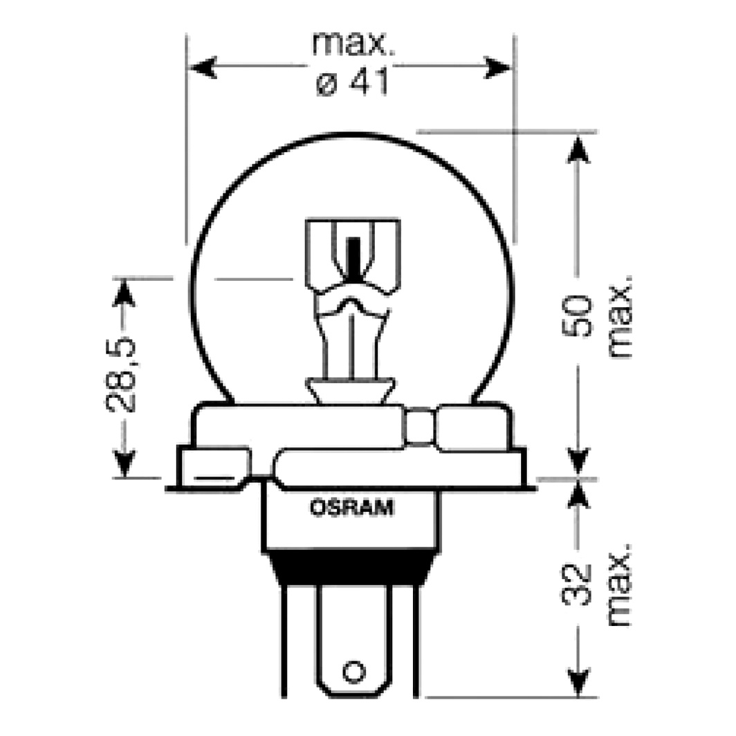 Автолампа галогенова OSRAM Super Bright R2 P45t 55W 12V прозора 64198SB - zapix