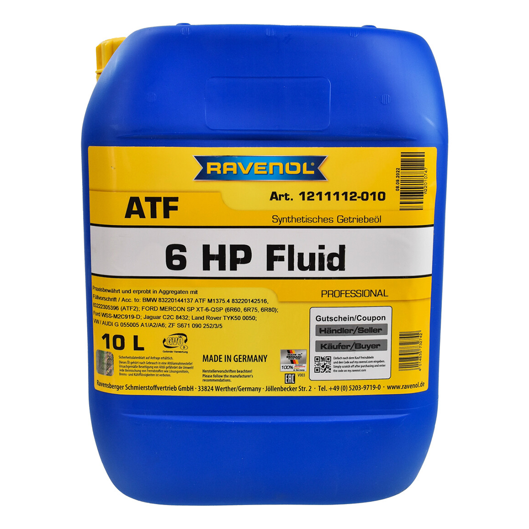 Трансмісійна олива RAVENOL ATF 6HP Fluid 10 л 1211112010 - zapix