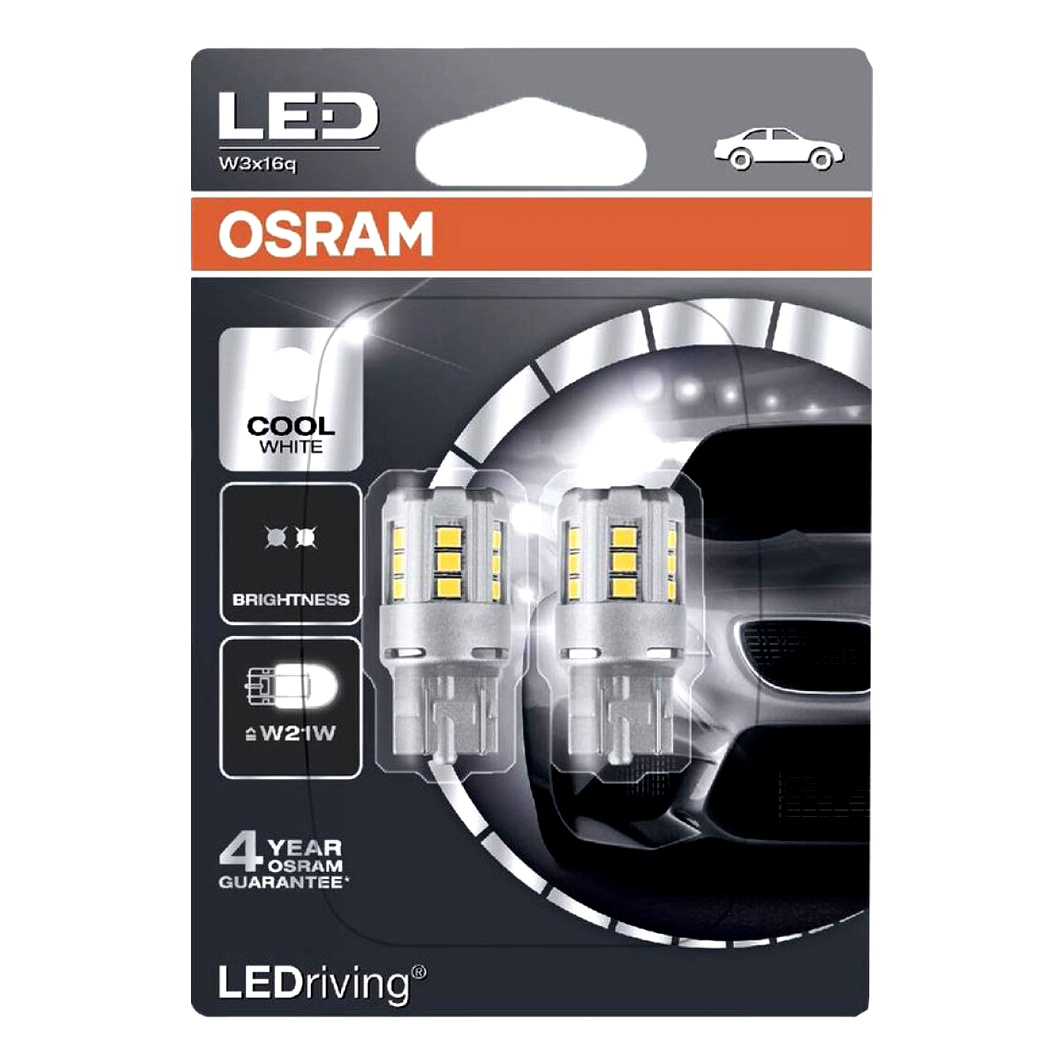 Автолампа LED (светодиодная) OSRAM W21W W3x16d 2.5W 12V 7705CW02B - zapix
