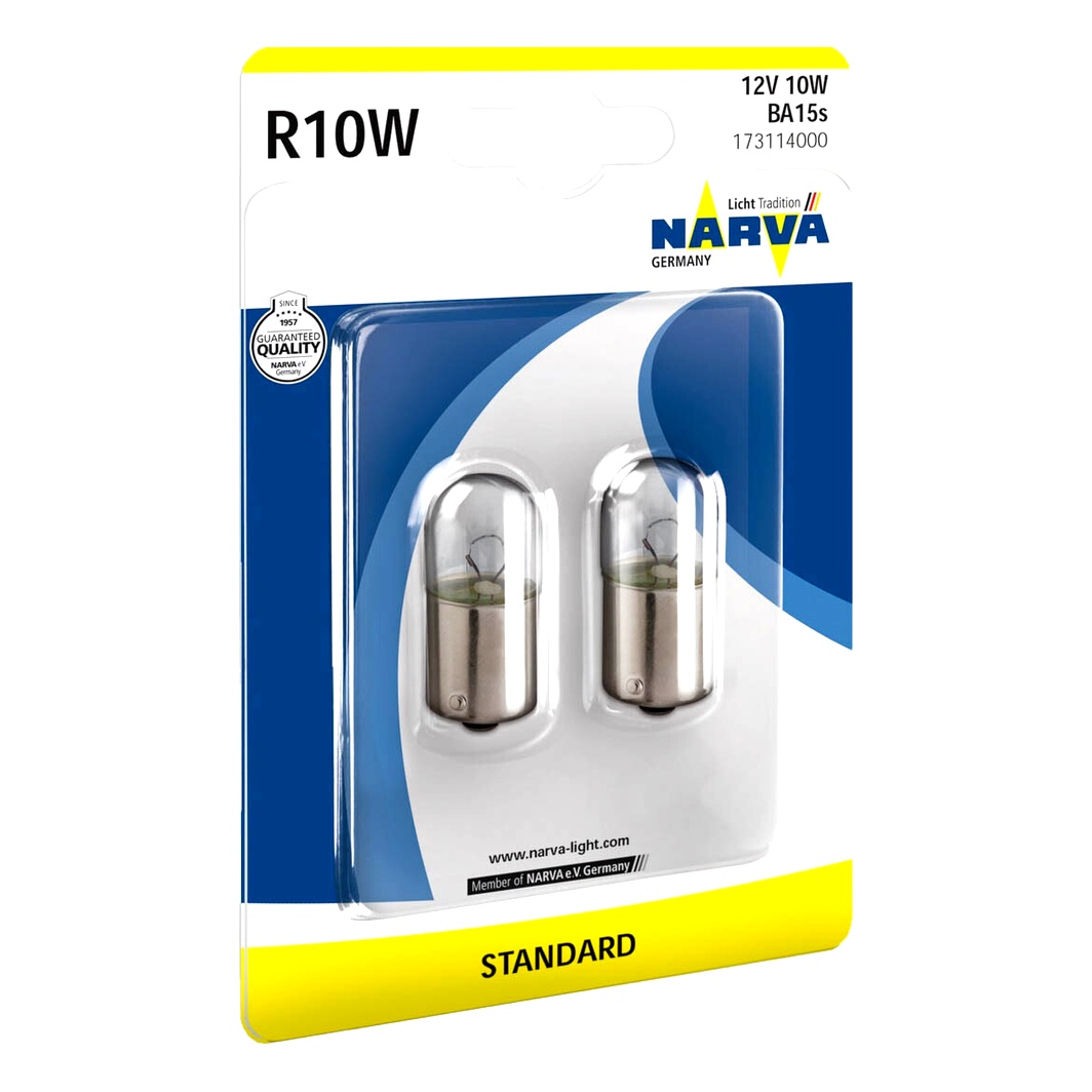 Автолампа розжарювання NARVA Standard R10W BA15s 10W 12V прозора 173114000 - zapix