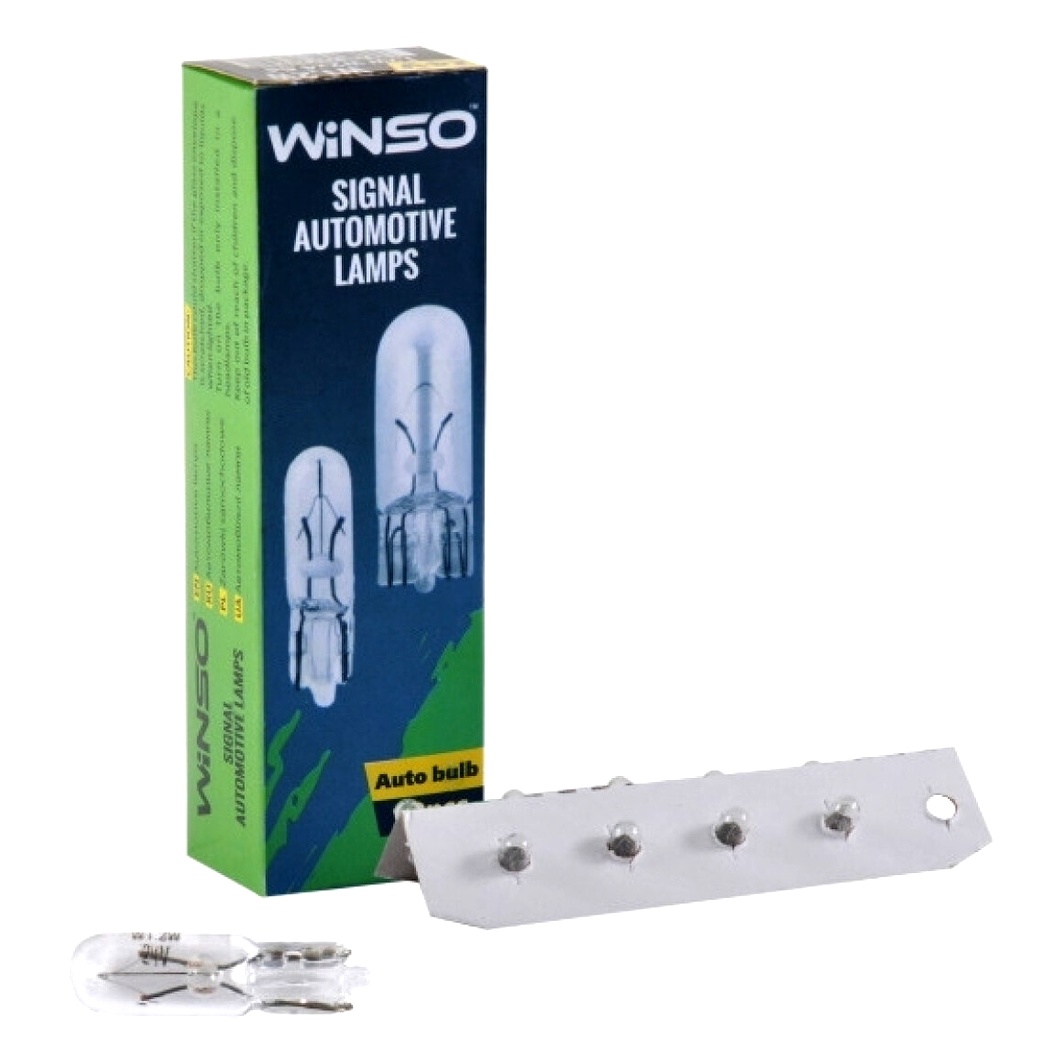 Автолампа розжарювання WINSO W1.2W W2x4.6d 1.2W 24V прозора 725240 - zapix