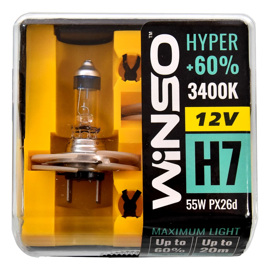 Автолампа галогенова WINSO Hyper +60% H7 PX26d 55W 12V прозора 712730 - zapix