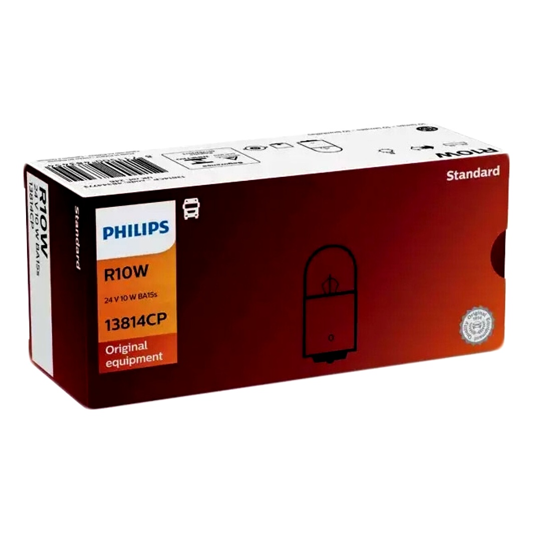 Автолампа накала PHILIPS Standard R10W BA15s 10W 24V прозрачная 13814CP10 - zapix