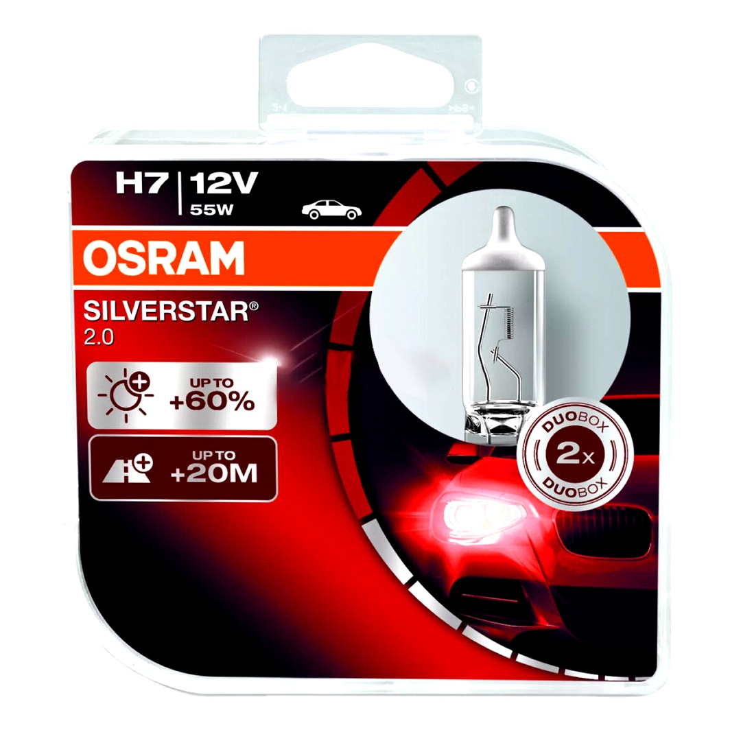 Автолампа галогенова OSRAM Silverstar 2.0 H7 PX26d 55W 12V прозора 64210SV2HCB - zapix