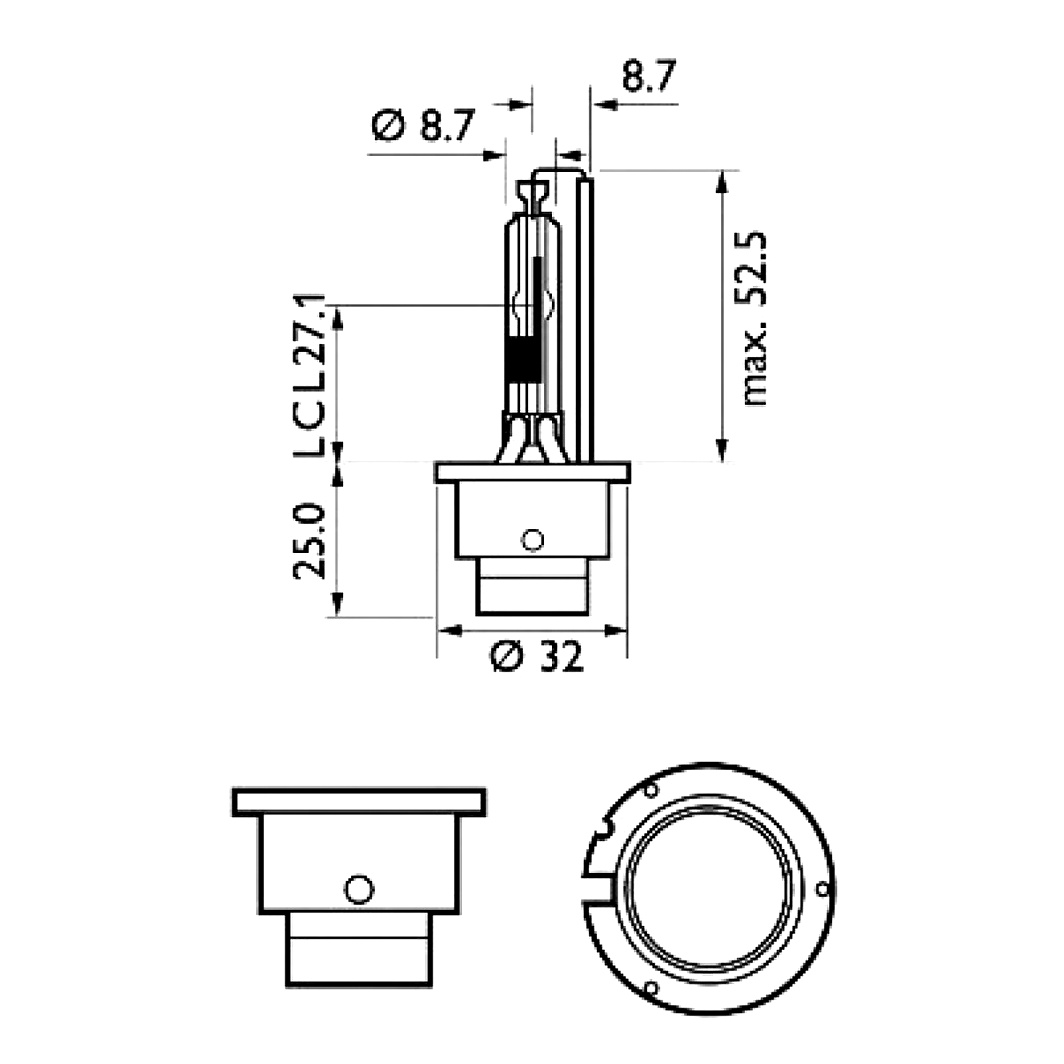 Автолампа ксеноновая PHILIPS BlueVision Ultra D2R P32d-3 35W 85V прозрачная 85126BVUS1 - zapix