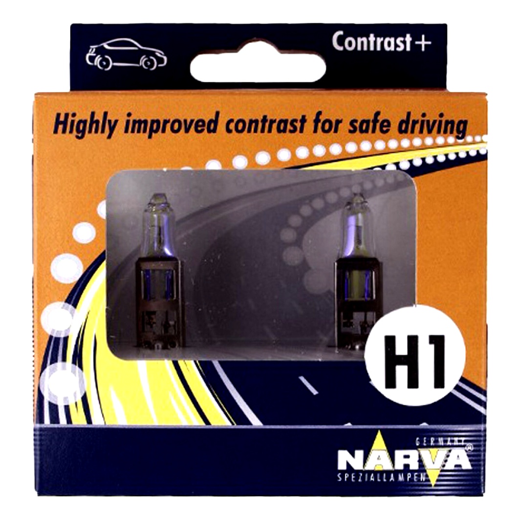 Автолампа галогеновая NARVA Contrast + H1 P14.5s 55W 12V прозрачная 485202BOX - zapix