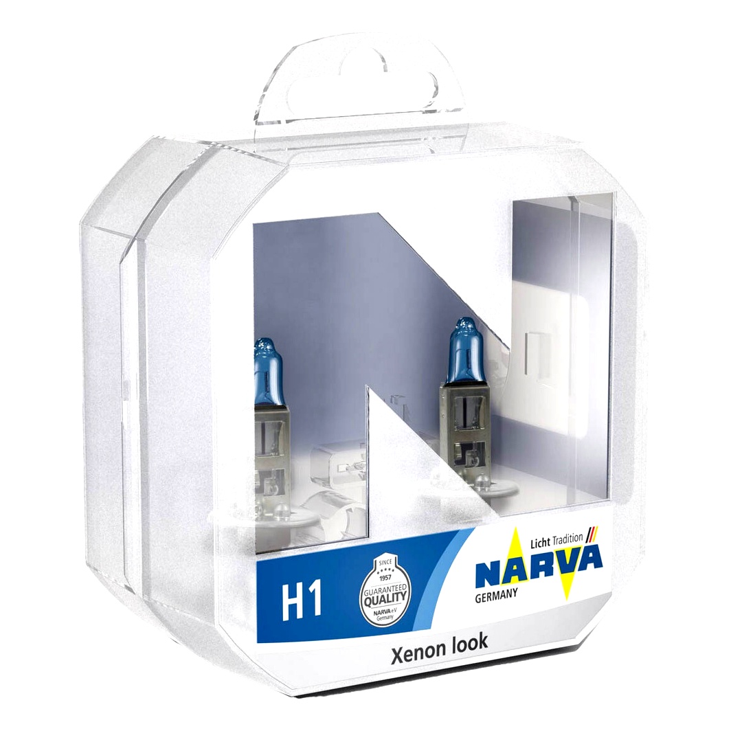 Автолампа галогенова NARVA Range Power White H1 P14.5s 55W 12V прозоро-блакитна 486412BOX - zapix