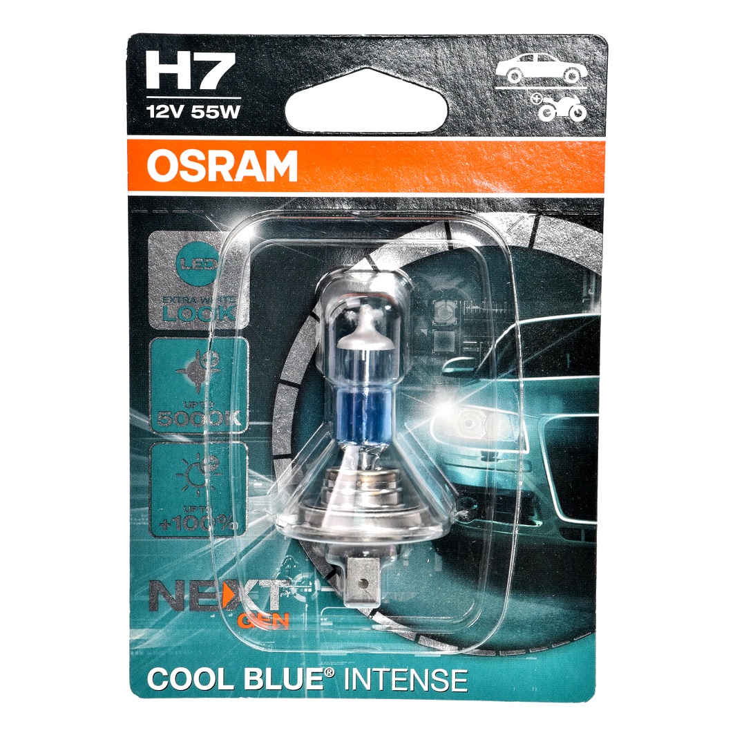 Автолампа галогеновая OSRAM Cool Blue Intense (Next Gen) H7 PX26d 55W 12V светло-голубая 64210CBN01B - zapix