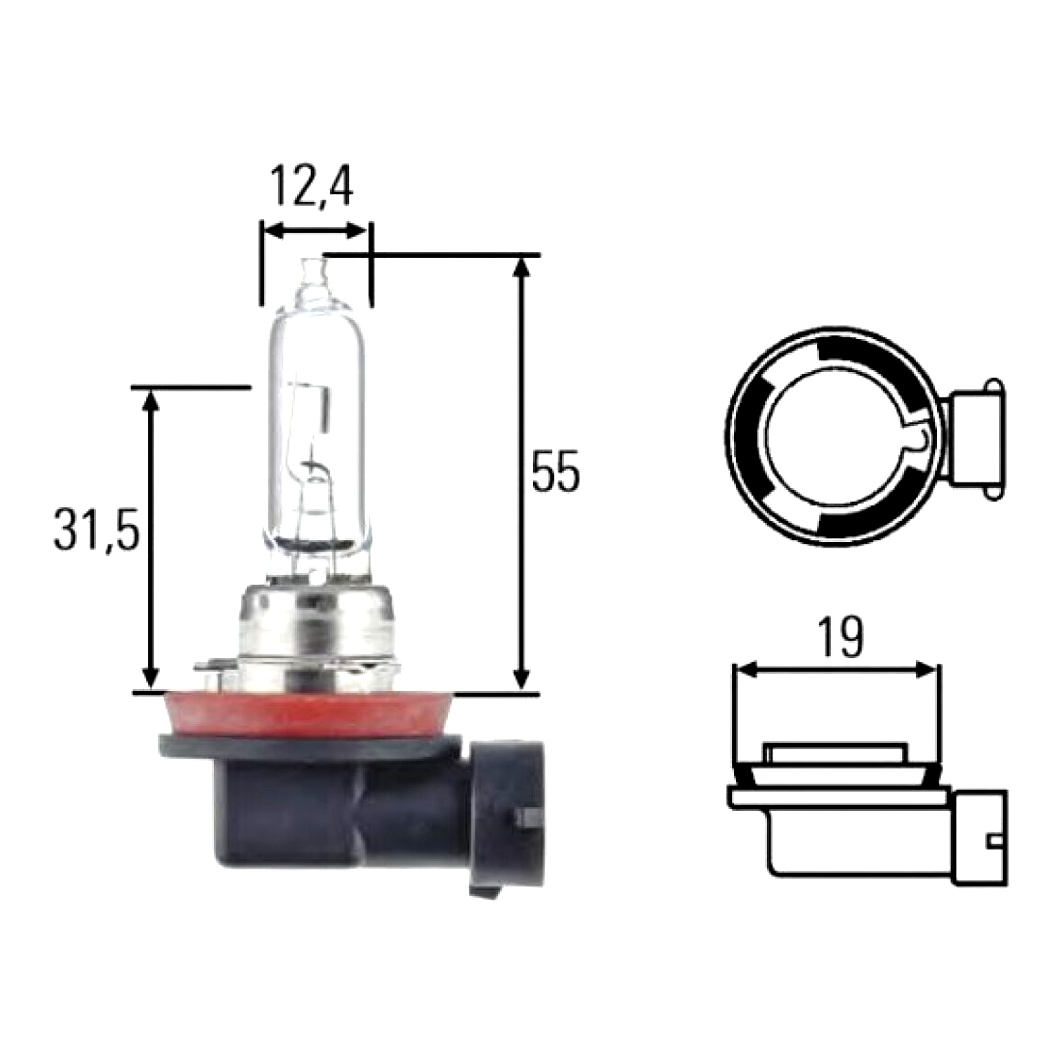 Автолампа розжарювання HELLA Standard H9 PGJ19-5 65W 12V прозора 8GH008357001 - zapix