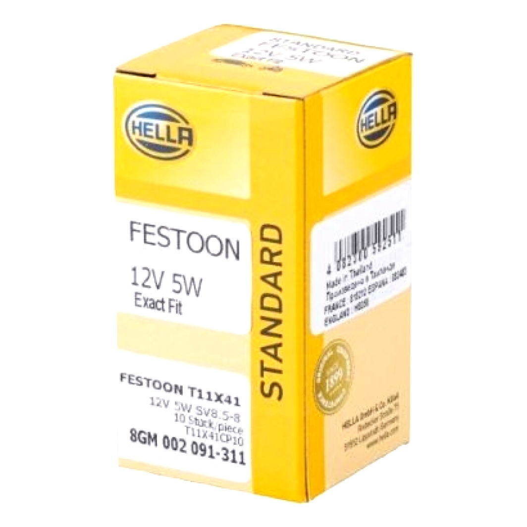 Автолампа галогенова HELLA Standard T11x41 SV8.5-8 5W 12V 8GM002091311 - zapix