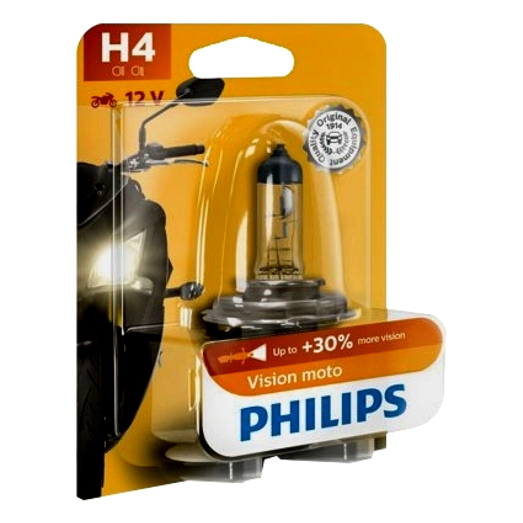 Автолампа галогенова PHILIPS H4 P43t-38 55W 12V прозора 12342PRBW - zapix
